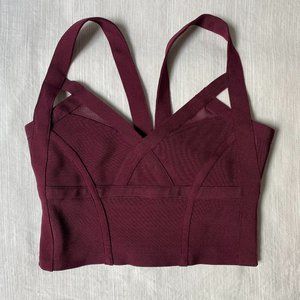 Urban Outfitters Bodycon Bandage Crop Top Mesh Maroon sz S